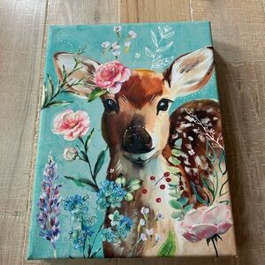 Metcolors Textured Canvas Teal Baby Deer Painting